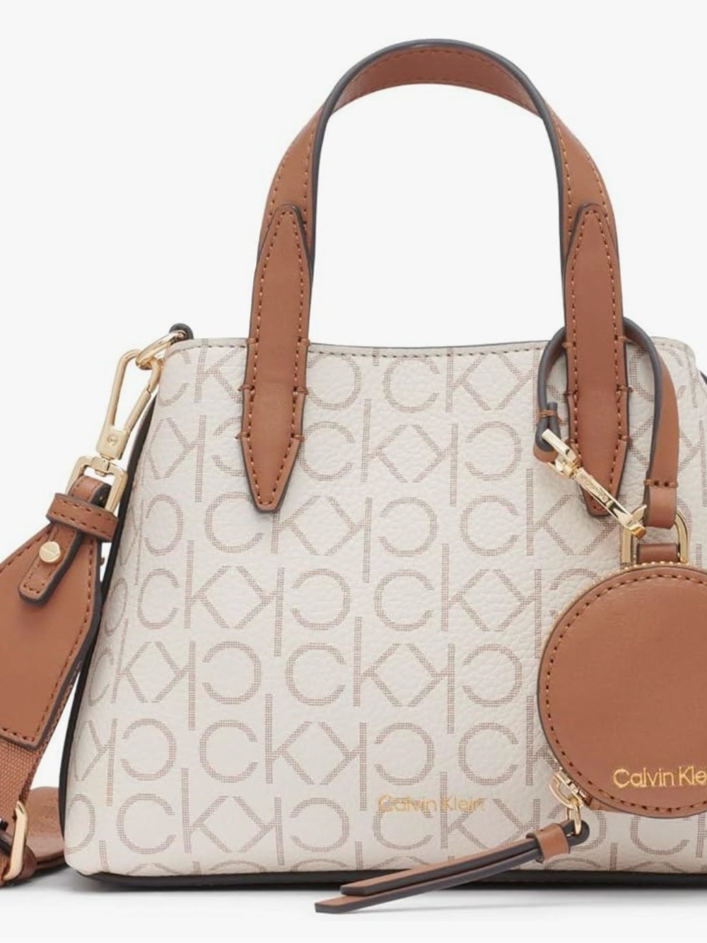 Calvin Klein Women's Millie Mini Satchel Crossbody Vanilla Multi AT7